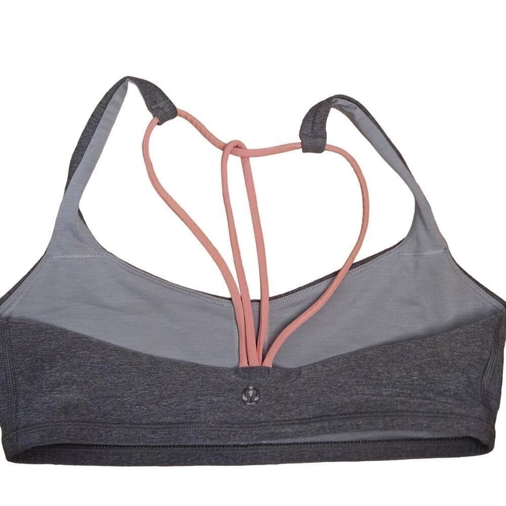 Lululemon Strappy Sports Bra Athletic Yoga Performance Gray Pink Women's Size‎ 8